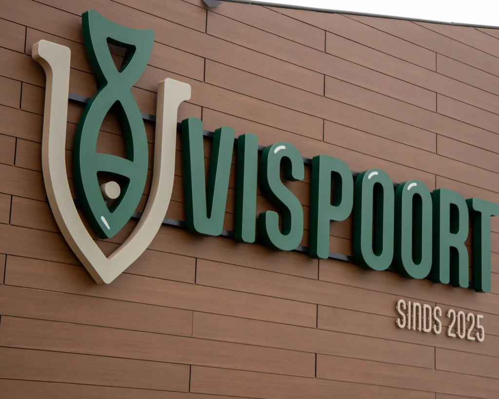 Het logo van Vispoort op groot formaat