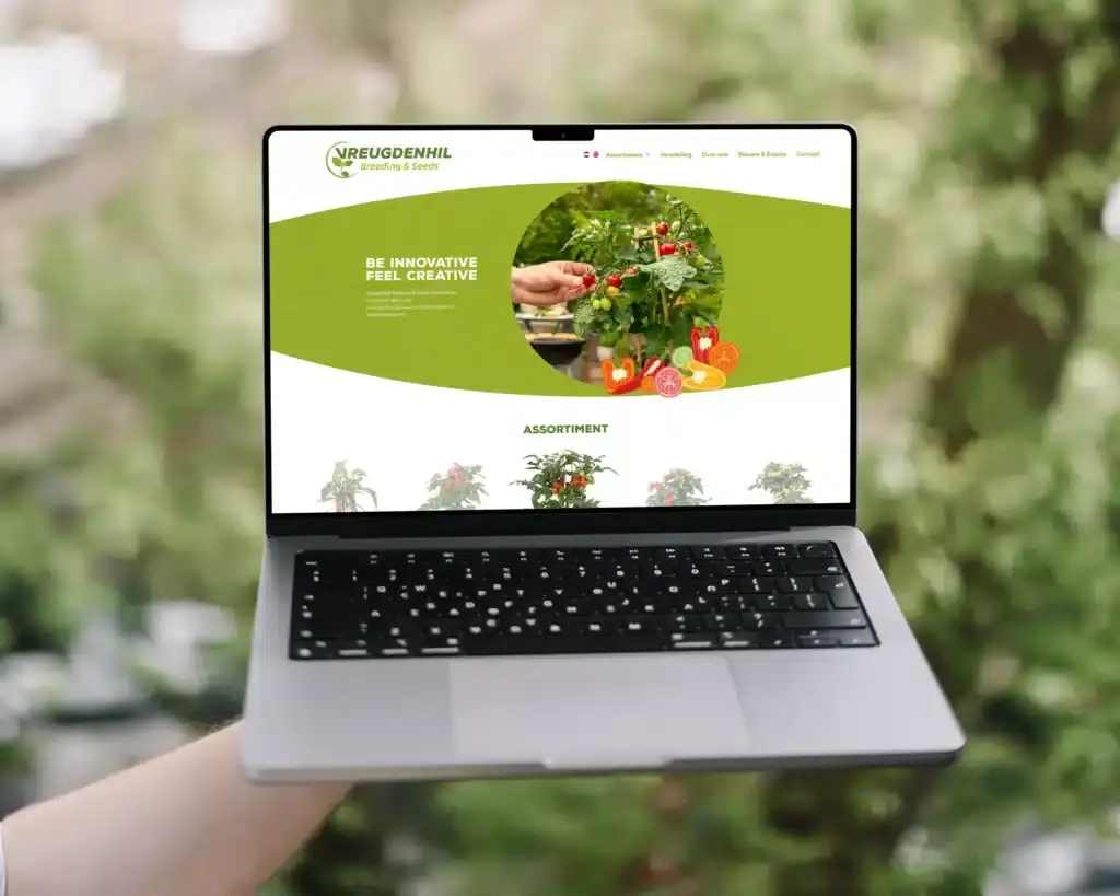 Website van Vreugdenhil Breeding en Seeds met het zadenassortiment